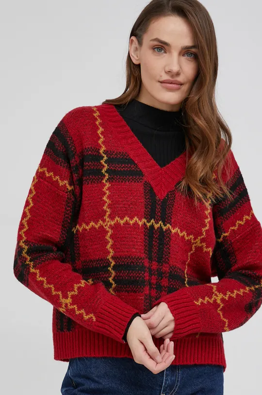 Answear Lab Sweter z wełną czerwony