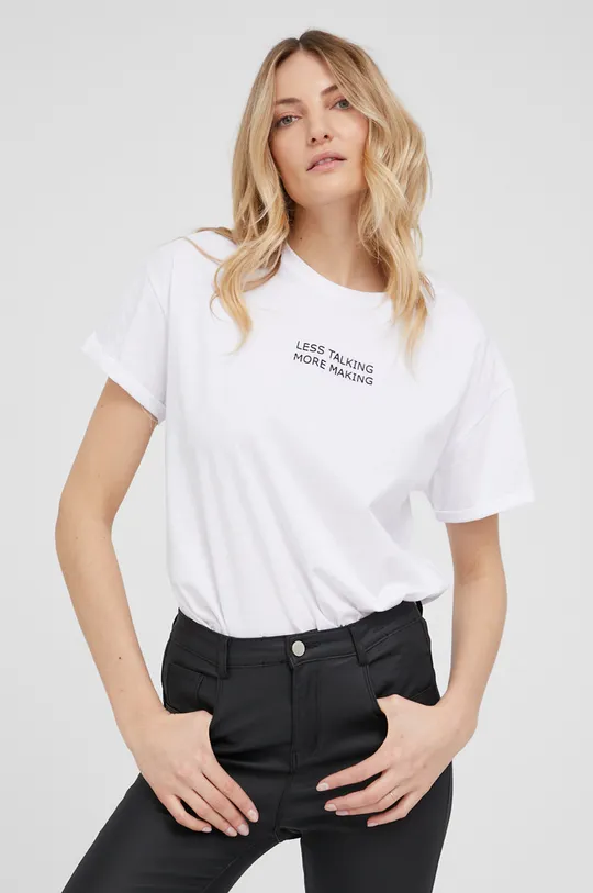 λευκό Βαμβακερό μπλουζάκι Answear Lab Γυναικεία