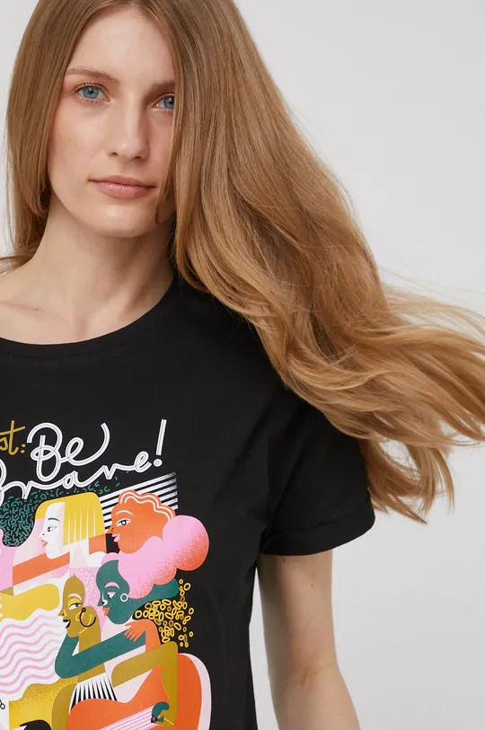 crna Pamučna majica Answear Lab x limitirana festivalska kolekcija Be Brave