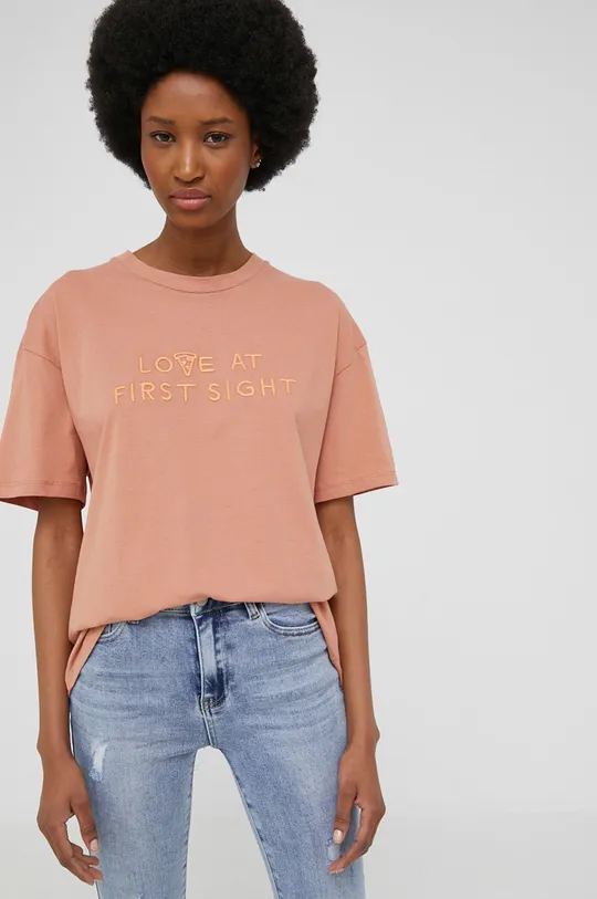 pomarańczowy Answear Lab t-shirt bawełniany