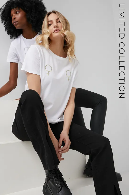 λευκό Μπλουζάκι Answear Lab X Limited collection No Shame No Fear Γυναικεία