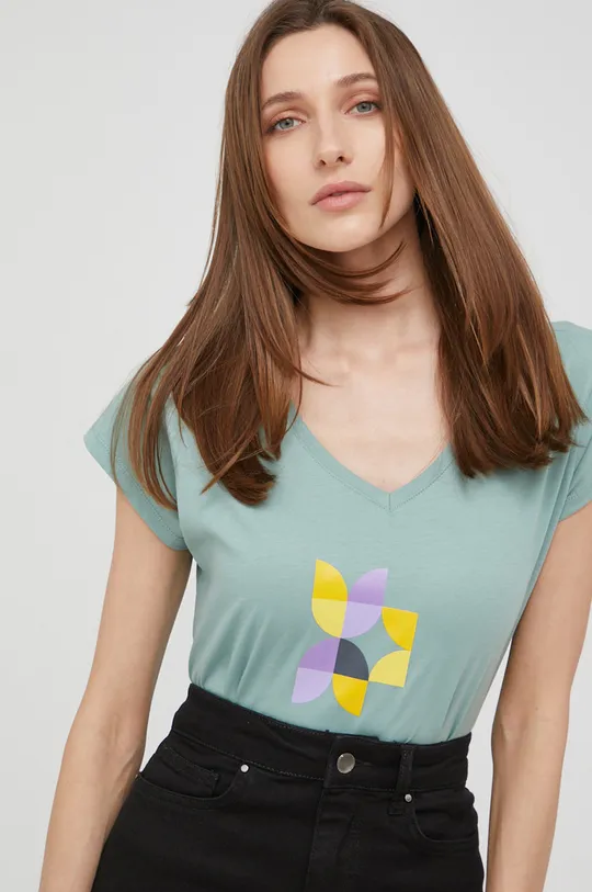 τιρκουάζ Βαμβακερό μπλουζάκι Answear Lab Γυναικεία