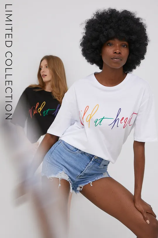 λευκό Βαμβακερό μπλουζάκι Answear Lab X limited festival collection BE BRAVE Γυναικεία