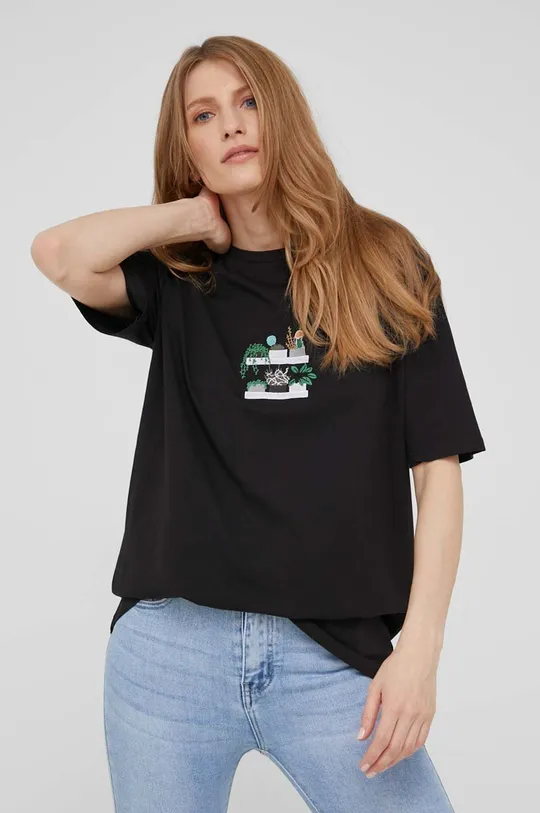czarny Answear Lab t-shirt bawełniany