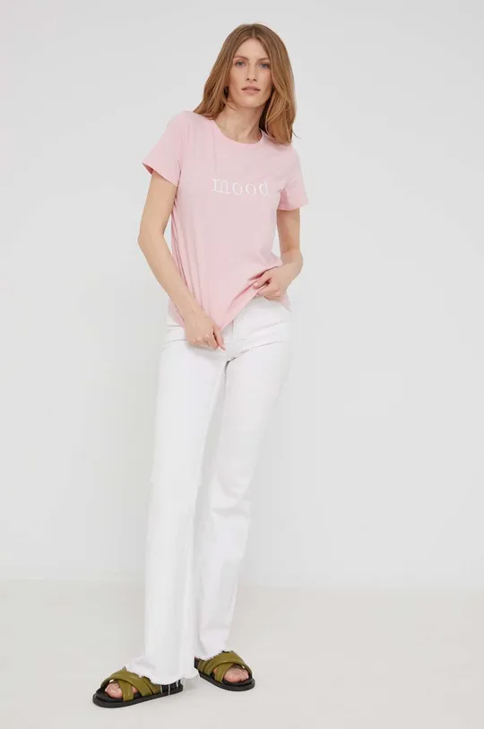 Μπλουζάκι Answear Lab ροζ