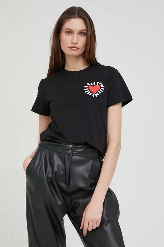 Βαμβακερό μπλουζάκι Answear Lab μαύρο