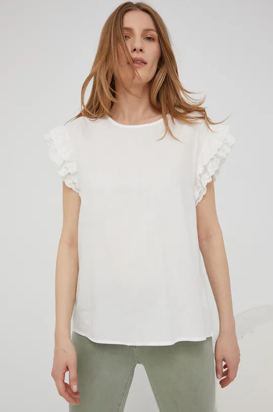 λευκό Βαμβακερή μπλούζα Answear Lab Γυναικεία