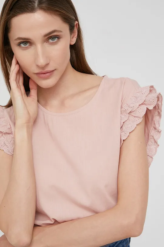 ροζ Βαμβακερή μπλούζα Answear Lab Γυναικεία