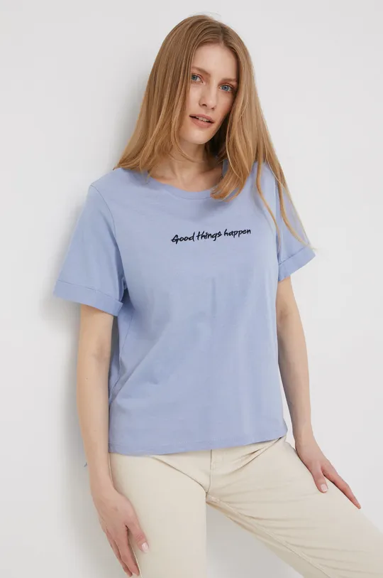 modrá Bavlnené tričko Answear Lab Dámsky