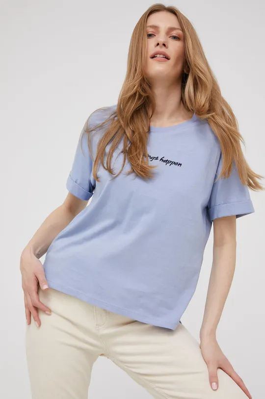 modrá Bavlnené tričko Answear Lab