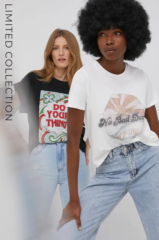 λευκό Βαμβακερό μπλουζάκι Answear Lab X limited festival collection BE BRAVE Γυναικεία