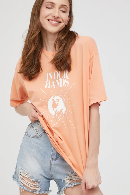 πορτοκαλί Βαμβακερό μπλουζάκι Answear Lab Γυναικεία