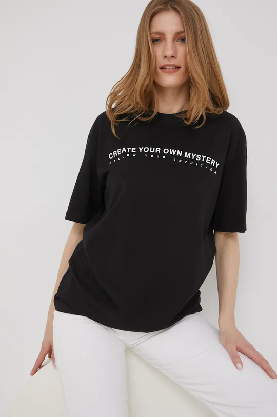 μαύρο Βαμβακερό μπλουζάκι Answear Lab