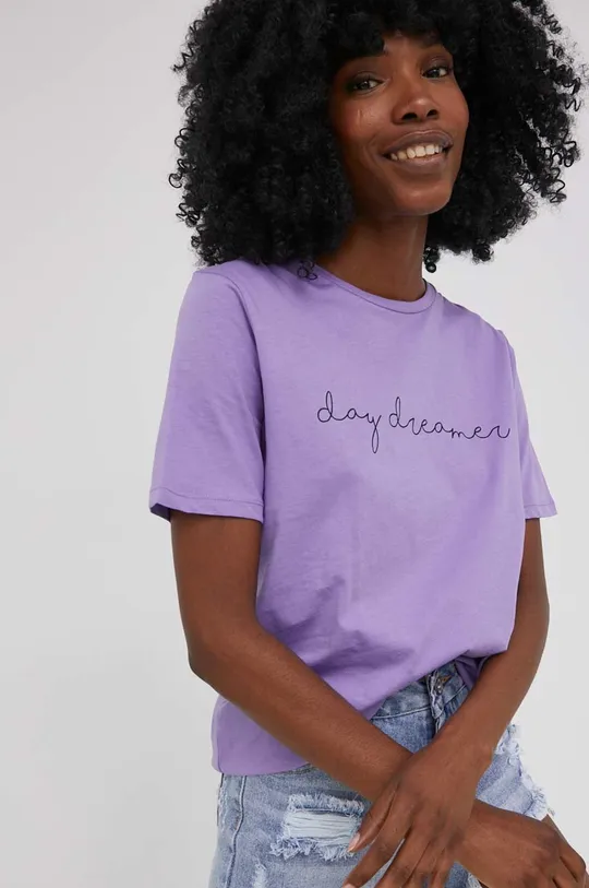 μωβ Βαμβακερό μπλουζάκι Answear Lab Γυναικεία