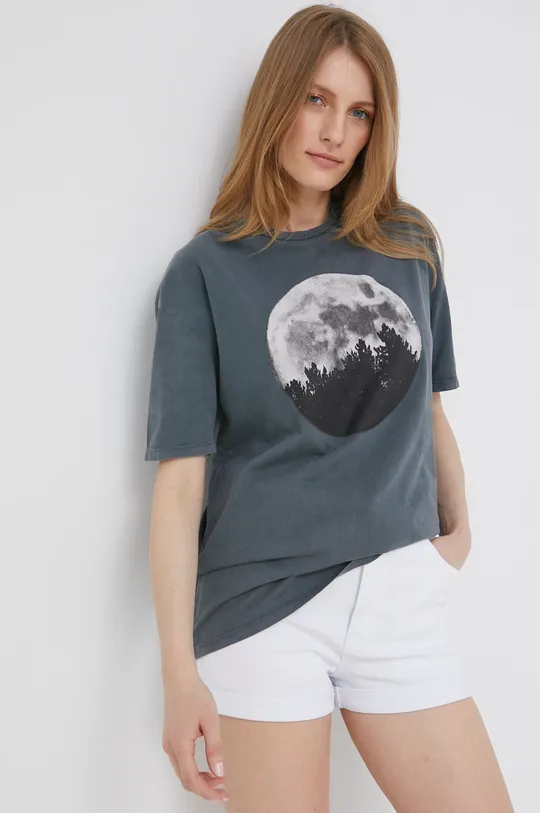 γκρί Βαμβακερό μπλουζάκι Answear Lab Γυναικεία