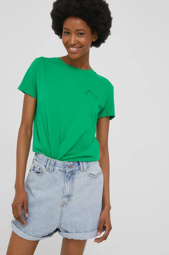 πράσινο Βαμβακερό μπλουζάκι Answear Lab Γυναικεία