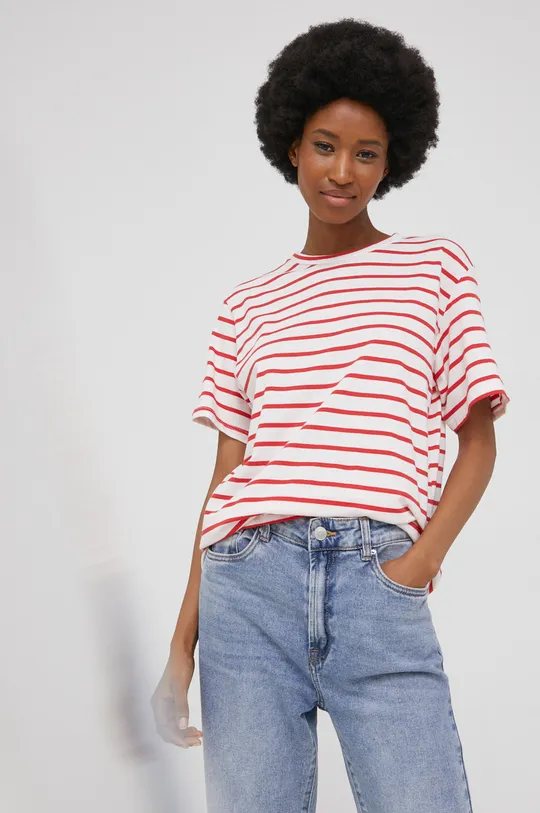 κόκκινο Βαμβακερό μπλουζάκι Answear Lab Γυναικεία
