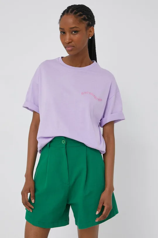 fioletowy Answear Lab t-shirt bawełniany Damski