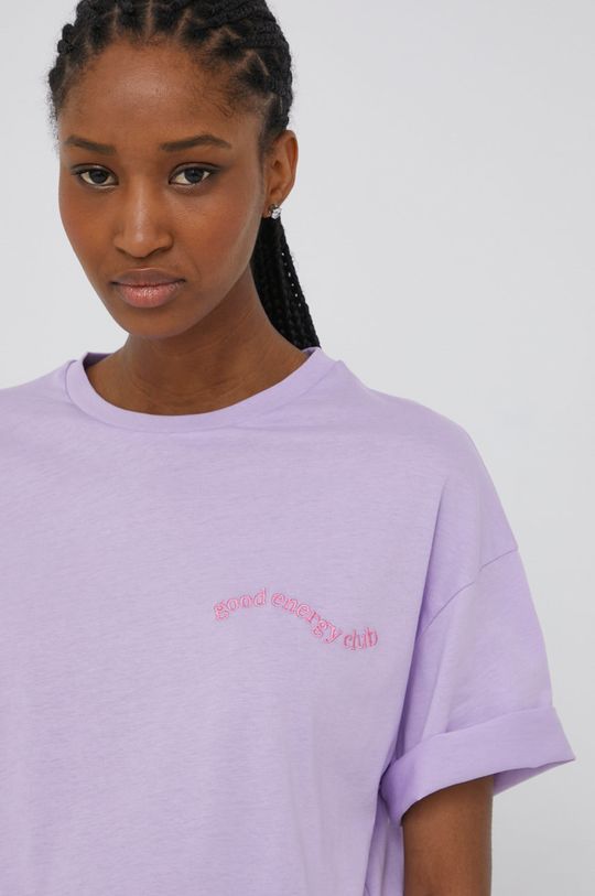 purpurowy Answear Lab t-shirt bawełniany