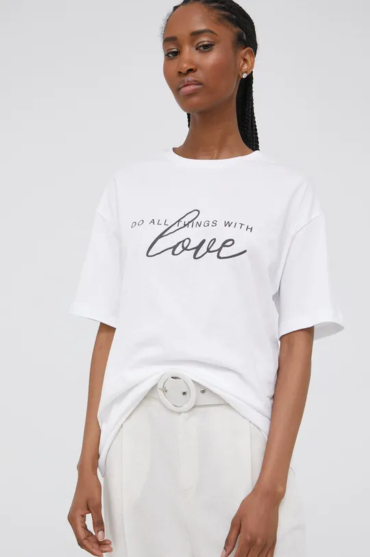 Βαμβακερό μπλουζάκι Answear Lab λευκό
