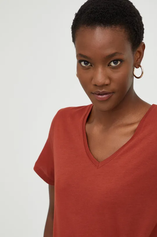 κόκκινο Βαμβακερό μπλουζάκι Answear Lab Γυναικεία