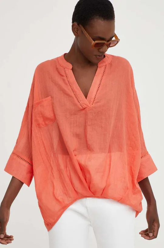 pomarańczowy Answear Lab bluzka z jedwabiem Damski