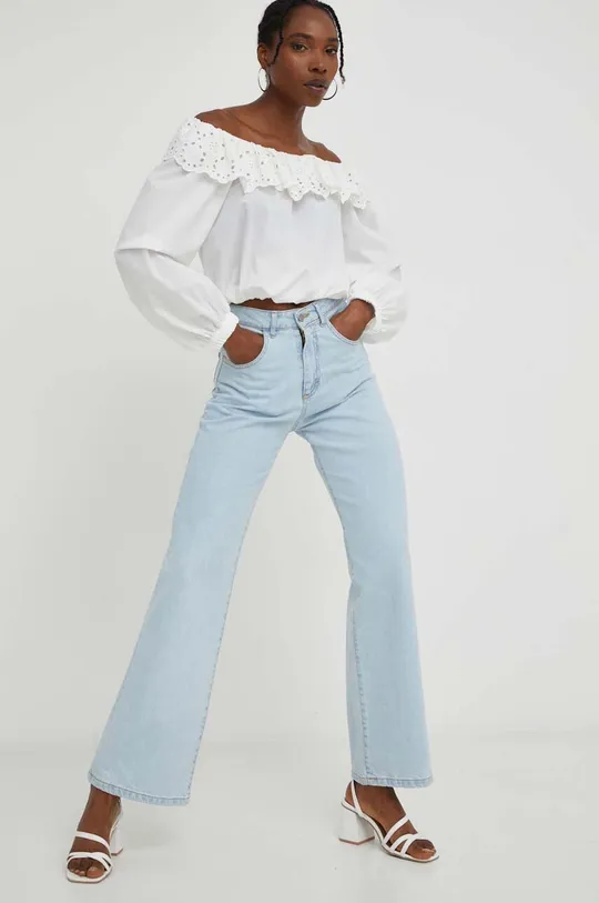 Βαμβακερή μπλούζα Answear Lab X limited collection BE SHERO λευκό
