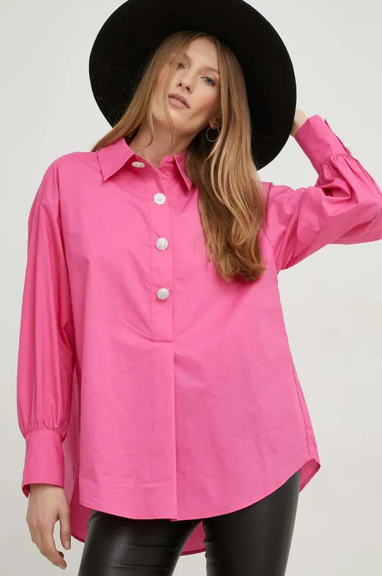 ροζ Βαμβακερό πουκάμισο Answear Lab X limited collection SISTERHOOD