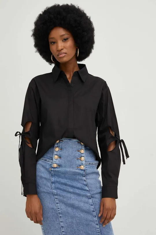 μαύρο Βαμβακερό πουκάμισο Answear Lab Γυναικεία