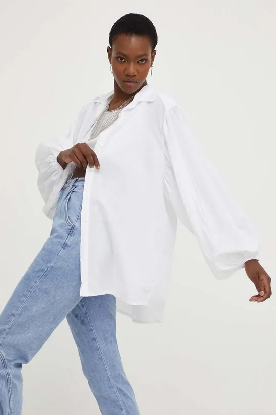 λευκό Βαμβακερό πουκάμισο Answear Lab X limited collection SISTERHOOD Γυναικεία