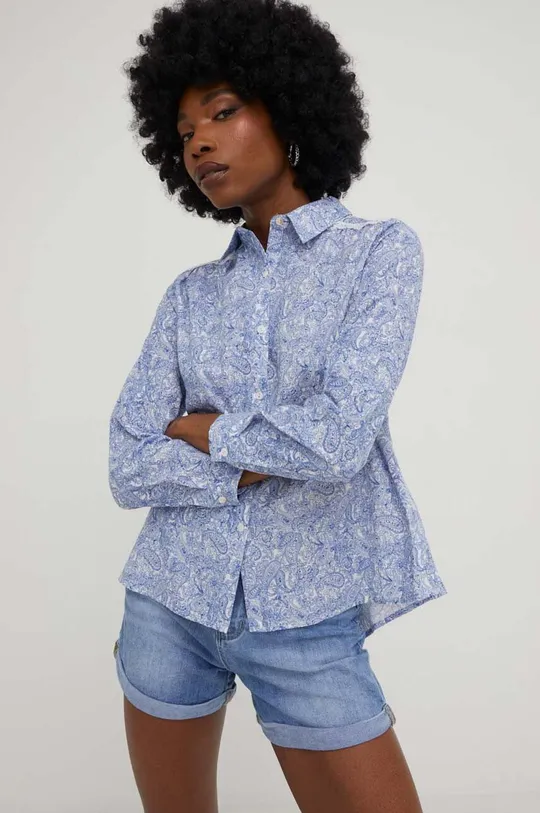 μπλε Βαμβακερό πουκάμισο Answear Lab Γυναικεία