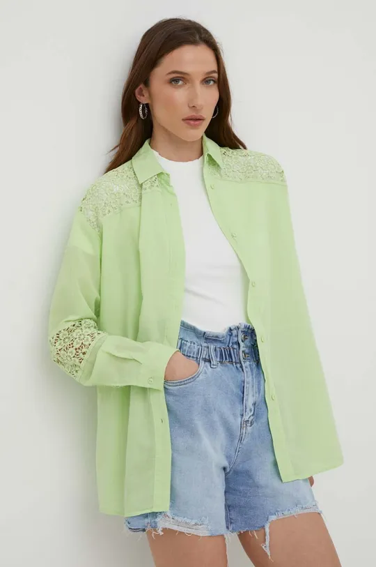πράσινο Βαμβακερό πουκάμισο Answear Lab X limited collection BE SHERO Γυναικεία