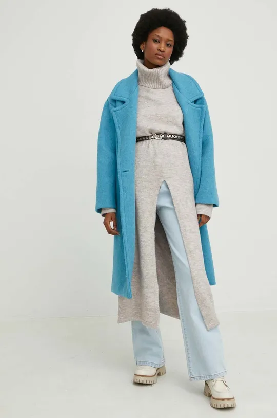 Μάλλινο παλτό Answear Lab μπλε
