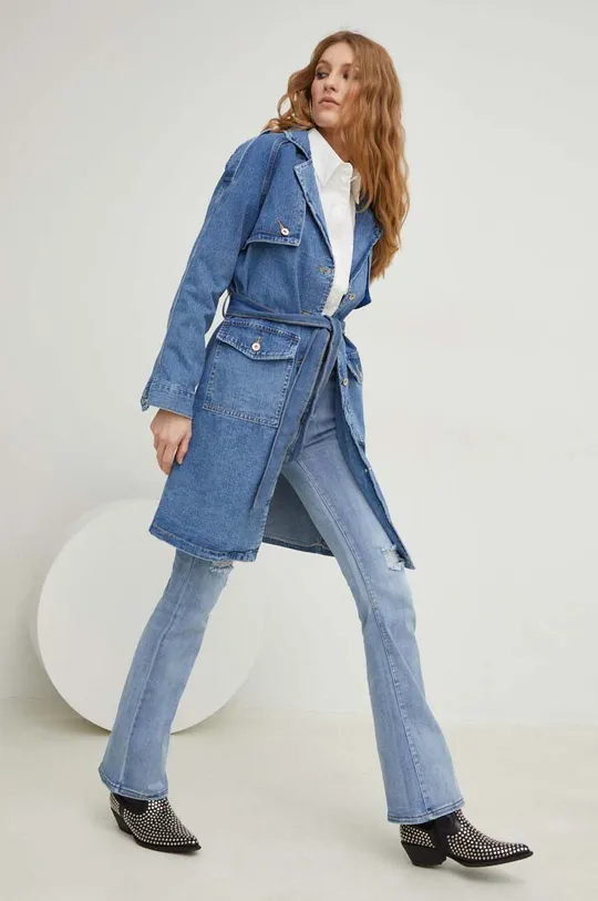 niebieski Answear Lab kurtka jeansowa X kolekcja limitowana SISTERHOOD Damski