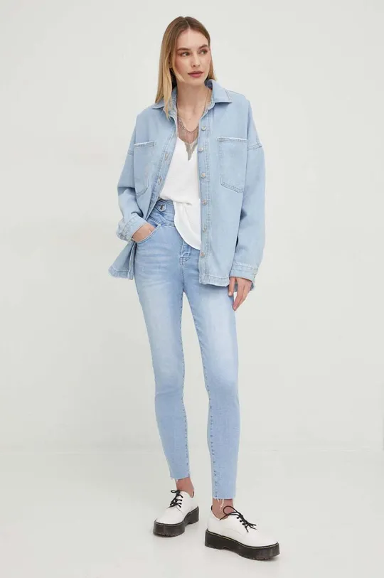 Answear Lab kurtka jeansowa X kolekcja limitowana SISTERHOOD niebieski