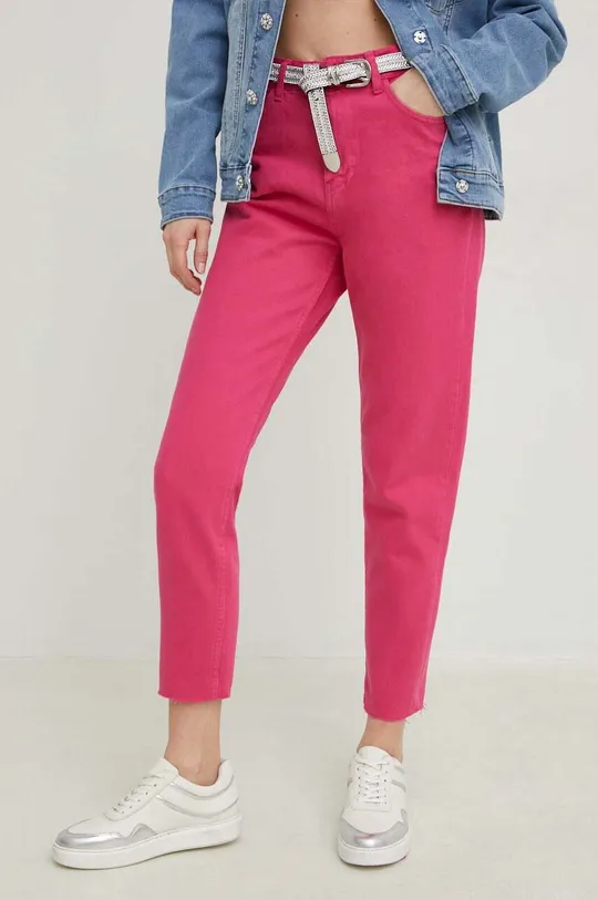 Хлопковые джинсы Answear Lab X лимитированная коллекция SISTERHOOD розовый