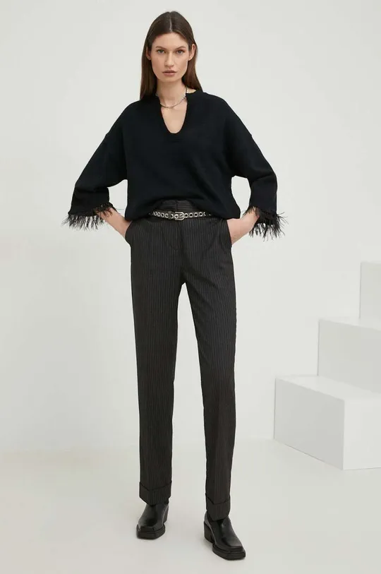 Παντελόνι με μαλλί Answear Lab μαύρο