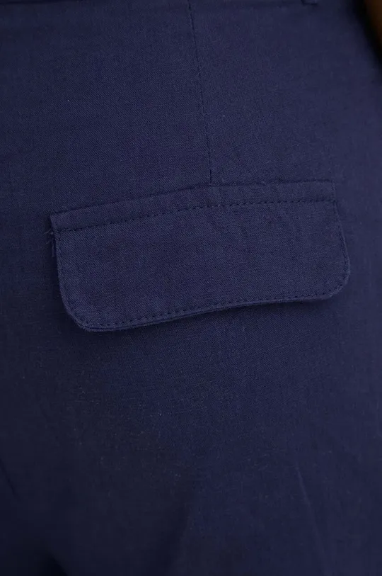 σκούρο μπλε Λινό παντελόνι Answear Lab LINEN