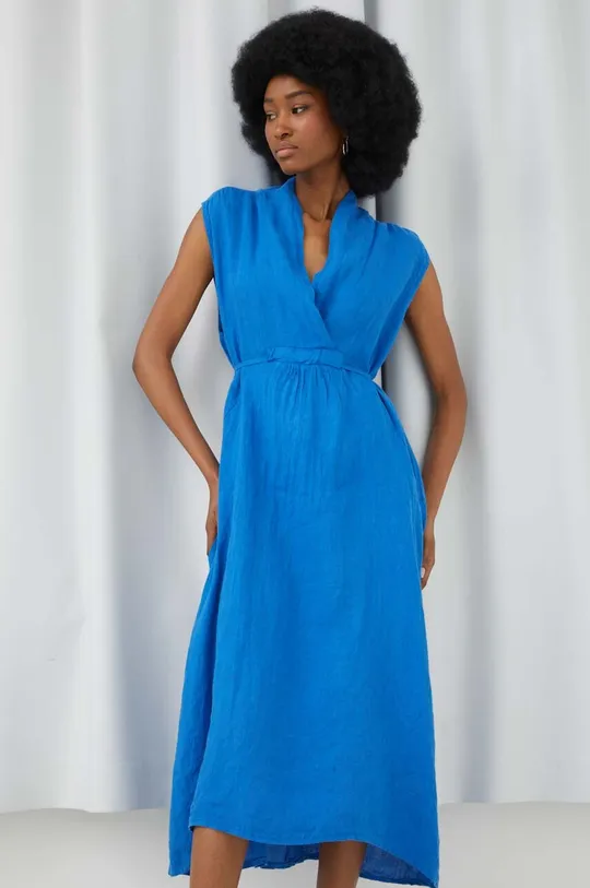 μπλε Λινό φόρεμα Answear Lab Γυναικεία