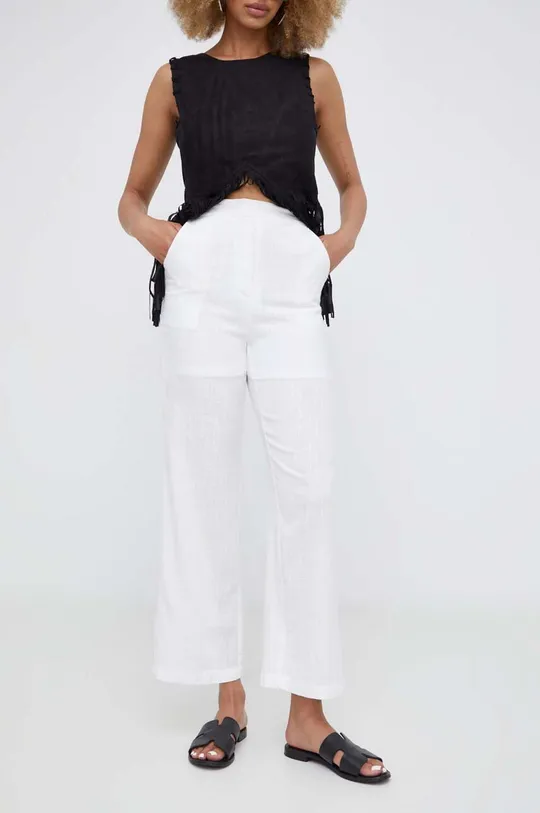 λευκό Παντελόνι με λινό Answear Lab Γυναικεία