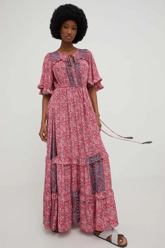 ροζ Φόρεμα από συνδιασμό μεταξιού Answear Lab Γυναικεία
