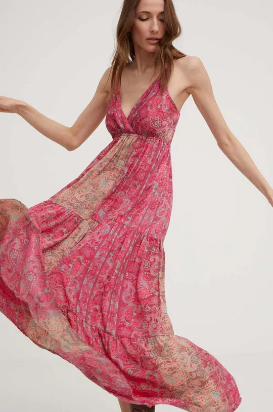 ροζ Μεταξωτό φόρεμα Answear Lab Γυναικεία