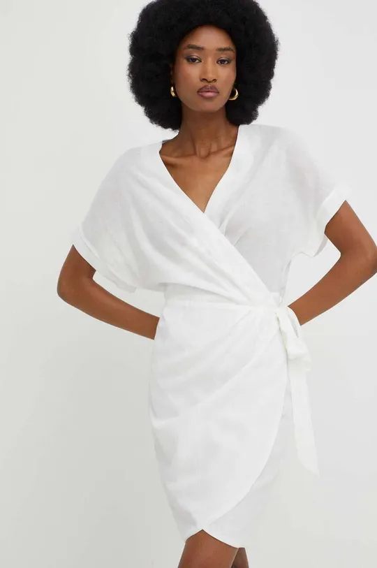 λευκό Λινό φόρεμα Answear Lab X limited collection BE SHERO Γυναικεία