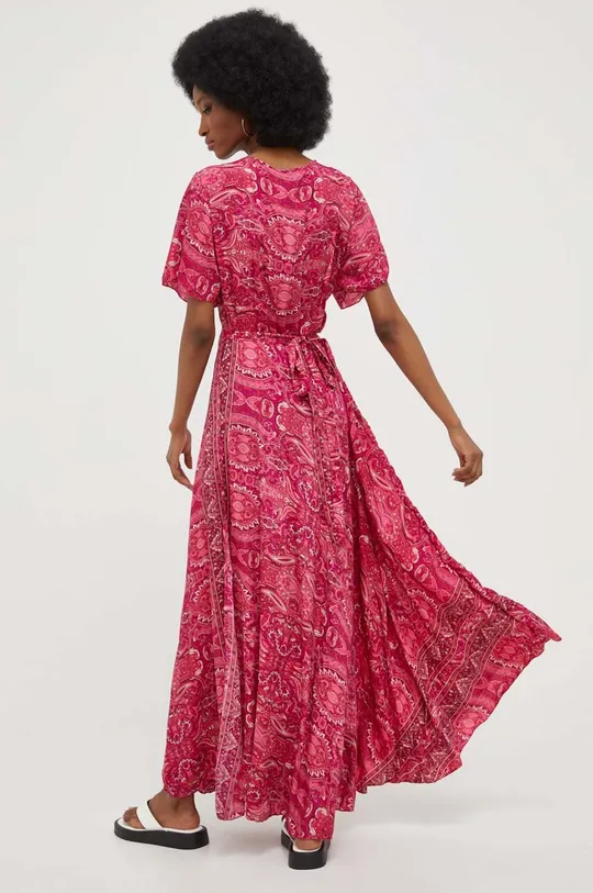 Μεταξωτό φόρεμα Answear Lab ροζ