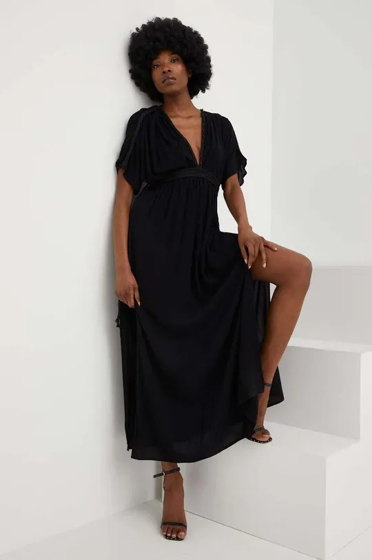 μαύρο Φόρεμα με λινό Answear Lab Γυναικεία