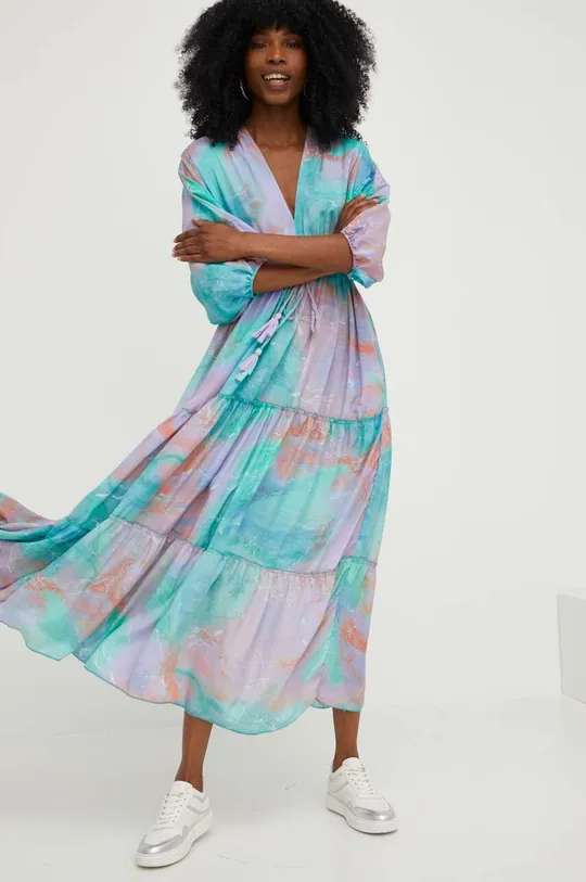 πολύχρωμο Μεταξωτό φόρεμα Answear Lab Γυναικεία