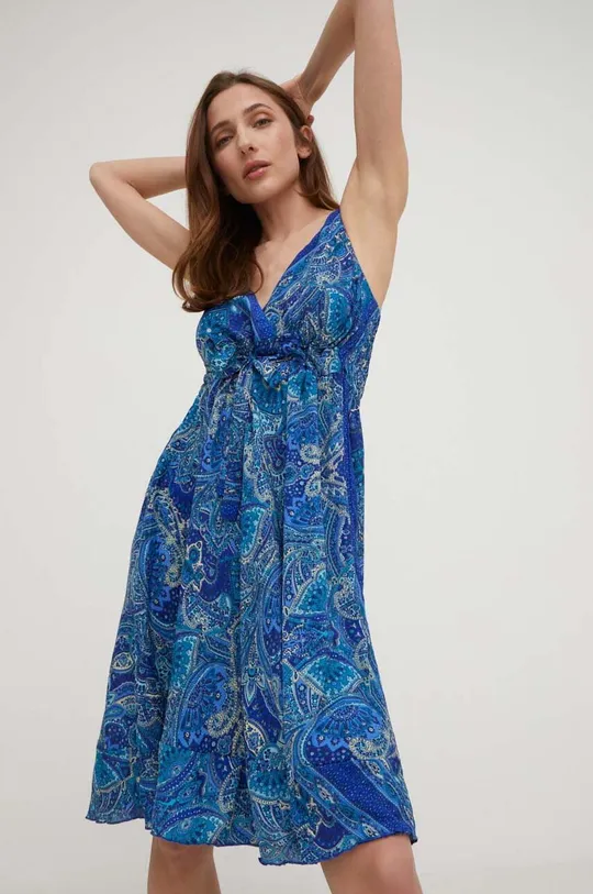 μπλε Φόρεμα με μετάξι Answear Lab Γυναικεία
