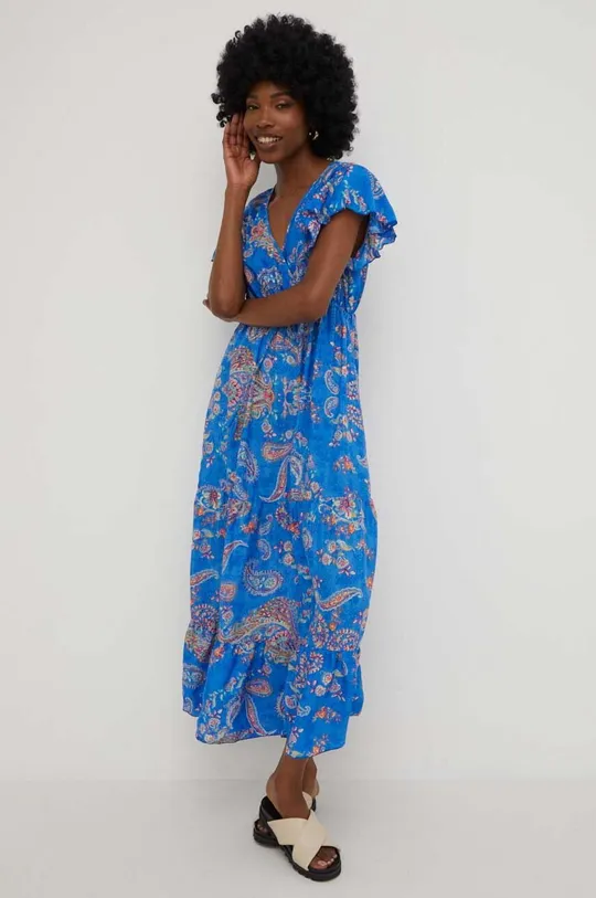 Φόρεμα από συνδιασμό μεταξιού Answear Lab μπλε