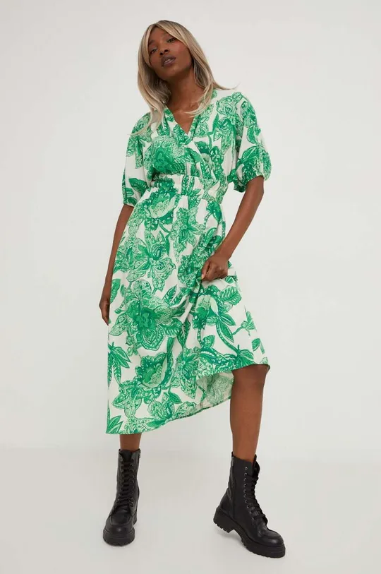 πράσινο Λινό φόρεμα Answear Lab X limited collection BE SHERO Γυναικεία