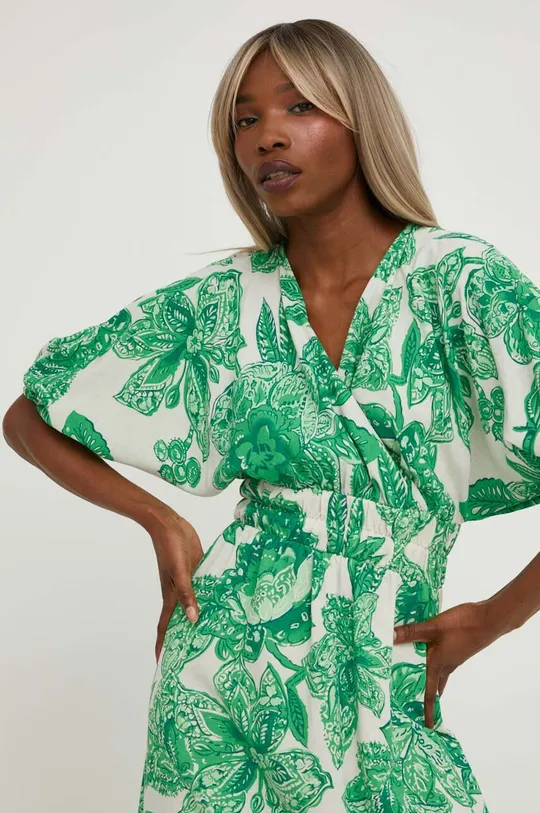πράσινο Λινό φόρεμα Answear Lab X limited collection BE SHERO